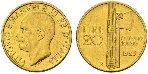 20 Lira 意大利王國 (1861-1946) 金 Vittorio Emanuele III (1869 - 1947)