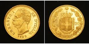 20 Lira 意大利王國 (1861-1946) 金 Umberto I (1844-1900)