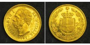 20 Lira 意大利王國 (1861-1946) 金 Umberto I (1844-1900)