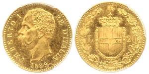 20 Lira 意大利王國 (1861-1946) 金 Umberto I (1844-1900)