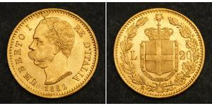 20 Lira 意大利王國 (1861-1946) 金 Umberto I (1844-1900)