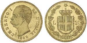20 Lira 意大利王國 (1861-1946) 金 Umberto I (1844-1900)