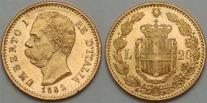 20 Lira 意大利王國 (1861-1946) 金 Umberto I (1844-1900)