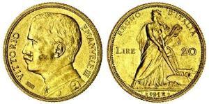 20 Lira 意大利王國 (1861-1946) 金 Vittorio Emanuele III (1869 - 1947)