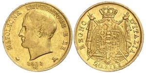 20 Lira 義大利王國 (拿破崙時代) (1805 - 1814) 金 拿破仑一世(1769 - 1821)