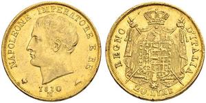 20 Lira 義大利王國 (拿破崙時代) (1805 - 1814) 金 拿破仑一世(1769 - 1821)