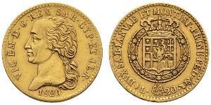 20 Lira 薩丁尼亞王國 (1324 - 1861) 金 維托里奧·埃馬努埃萊一世