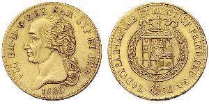 20 Lira 薩丁尼亞王國 (1324 - 1861) 金 維托里奧·埃馬努埃萊一世