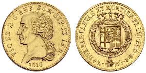 20 Lira 薩丁尼亞王國 (1324 - 1861) 金 維托里奧·埃馬努埃萊一世