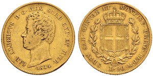 20 Lira 薩丁尼亞王國 (1324 - 1861) / 意大利 金 卡洛·阿尔贝托 (1798 - 1849)