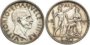 20 Lira 意大利王國 (1861-1946) 銀 维托里奥·埃马努埃莱三世 (1869 - 1947)