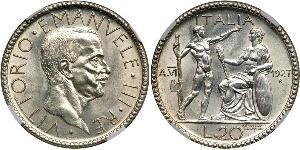 20 Lira 意大利王國 (1861-1946) 銀 维托里奥·埃马努埃莱三世 (1869 - 1947)