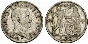 20 Lira 意大利王國 (1861-1946) 銀 维托里奥·埃马努埃莱三世 (1869 - 1947)