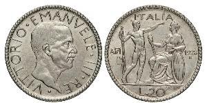 20 Lira 意大利王國 (1861-1946) 銀 维托里奥·埃马努埃莱三世 (1869 - 1947)
