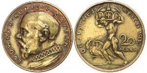20 Mark Kingdom of Bavaria (1806 - 1918) Copper Ludwig III of Bavaria (1845 – 1921)