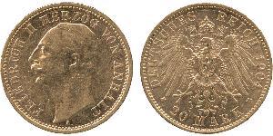 20 Mark Anhalt-Dessau (1603 -1863) Gold Friedrich II. (Anhalt)(1856 – 1918)