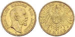 20 Mark Anhalt-Dessau (1603 -1863) Gold Friedrich I. (Anhalt) (1831-1904)