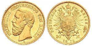 20 Mark Grand Duchy of Baden (1806-1918) Gold Friedrich I. (Baden, Großherzog) (1826 - 1907)
