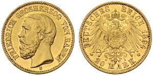 20 Mark Grand Duchy of Baden (1806-1918) Gold Friedrich I. (Baden, Großherzog) (1826 - 1907)