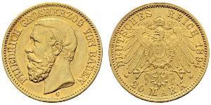 20 Mark Grand Duchy of Baden (1806-1918) Gold Friedrich I. (Baden, Großherzog) (1826 - 1907)
