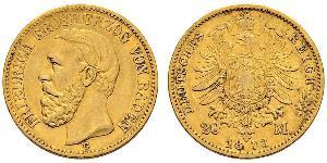 20 Mark Grand Duchy of Baden (1806-1918) Gold Friedrich I. (Baden, Großherzog) (1826 - 1907)