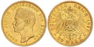 20 Mark Grand Duchy of Hesse (1806 - 1918) Gold Ernest Louis, Grand Duke of Hesse (1868 - 1937)