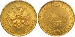 20 Mark Großfürstentum Finnland (1809 - 1917) / Russisches Reich (1720-1917) Gold Alejandro III (1845 -1894)