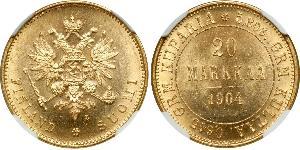 20 Mark Großfürstentum Finnland (1809 - 1917) / Russisches Reich (1720-1917) Gold Alejandro III (1845 -1894)