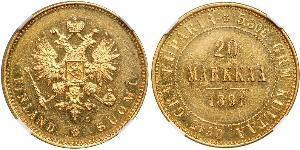 20 Mark Großfürstentum Finnland (1809 - 1917) / Russisches Reich (1720-1917) Gold Alejandro III (1845 -1894)