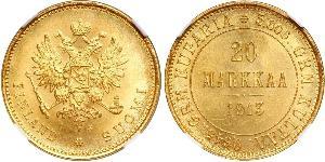 20 Mark Großfürstentum Finnland (1809 - 1917) / Russisches Reich (1720-1917) Gold Alejandro III (1845 -1894)