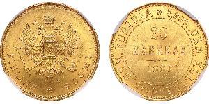 20 Mark Großfürstentum Finnland (1809 - 1917) / Russisches Reich (1720-1917) Gold Alejandro III (1845 -1894)