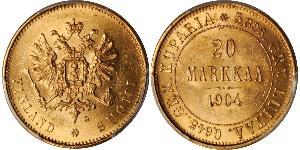 20 Mark Großfürstentum Finnland (1809 - 1917) / Russisches Reich (1720-1917) Gold Alejandro III (1845 -1894)