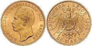 20 Mark Großherzogtum Hessen (1806 - 1918) Gold Ernst Ludwig (Hessen-Darmstadt, Großherzog) (1868 - 1937)