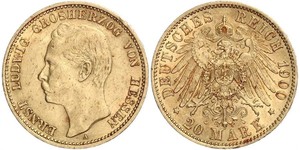 20 Mark Großherzogtum Hessen (1806 - 1918) Gold Ernst Ludwig (Hessen-Darmstadt, Großherzog) (1868 - 1937)