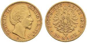 20 Mark Kingdom of Bavaria (1806 - 1918) Gold Ludwig II of Bavaria (1845 – 1886)