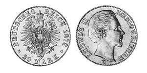 20 Mark Kingdom of Bavaria (1806 - 1918) Gold Ludwig II of Bavaria (1845 – 1886)