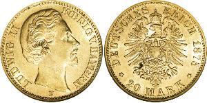 20 Mark Kingdom of Bavaria (1806 - 1918) Gold Ludwig II of Bavaria (1845 – 1886)