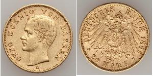 20 Mark Kingdom of Bavaria (1806 - 1918) Gold Otto of Bavaria (1848 – 1916)