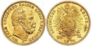 20 Mark Kingdom of Prussia (1701-1918) Gold Wilhelm I, German Emperor (1797-1888)