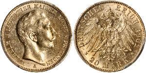 20 Mark Kingdom of Prussia (1701-1918) Gold Wilhelm II, German Emperor (1859-1941)