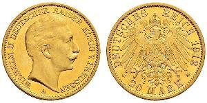 20 Mark Kingdom of Prussia (1701-1918) Gold Wilhelm II, German Emperor (1859-1941)
