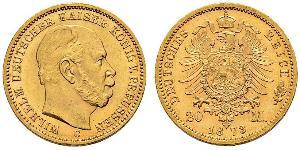 20 Mark Kingdom of Prussia (1701-1918) Gold Wilhelm I, German Emperor (1797-1888)