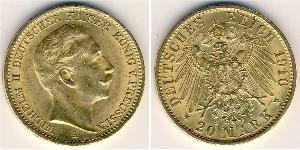 20 Mark Kingdom of Prussia (1701-1918) Gold Wilhelm II, German Emperor (1859-1941)
