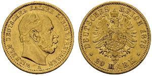 20 Mark Kingdom of Prussia (1701-1918) Gold Wilhelm I, German Emperor (1797-1888)