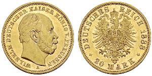 20 Mark Kingdom of Prussia (1701-1918) Gold Wilhelm I, German Emperor (1797-1888)