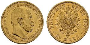 20 Mark Kingdom of Prussia (1701-1918) Gold Wilhelm I, German Emperor (1797-1888)