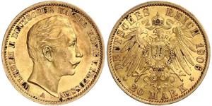 20 Mark Kingdom of Prussia (1701-1918) Gold Wilhelm II, German Emperor (1859-1941)