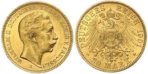 20 Mark Kingdom of Prussia (1701-1918) Gold Wilhelm II, German Emperor (1859-1941)
