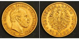 20 Mark Kingdom of Prussia (1701-1918) Gold Wilhelm I, German Emperor (1797-1888)