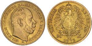20 Mark Kingdom of Prussia (1701-1918) Gold Wilhelm I, German Emperor (1797-1888)